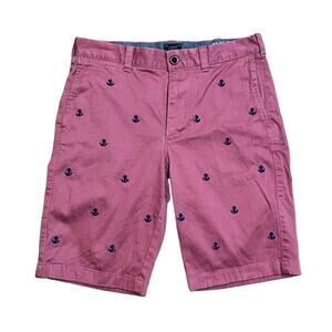 J. Crew Stretch Chino Shorts Red Blue Anchors Men's W29 L10.5 Preppy 5 Pocket
